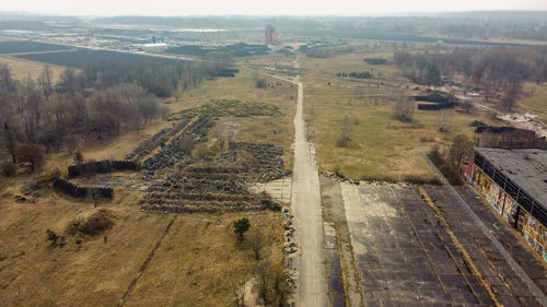 High angle view of road along landscape