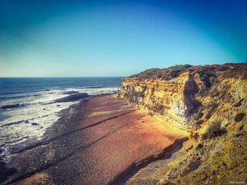 Scenic view of sea against clear sky