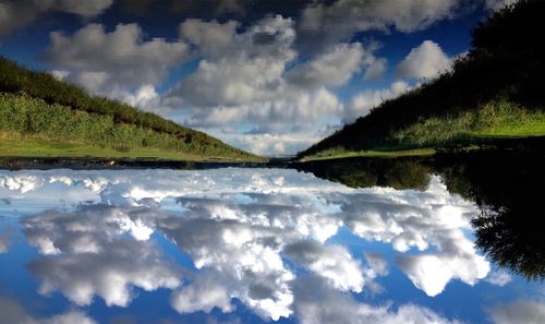 Reflection of clouds in sky