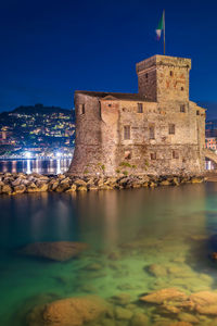 The castle on the sea, built in the xvi century, in the village of rapallo on the italian riviera