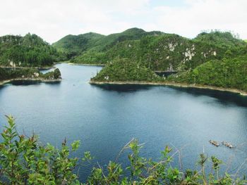 Scenic view of lake against sky