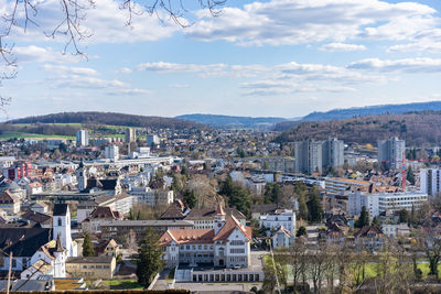 View from brugg to windisch with stapferschulhaus in front
