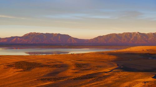 View of lake at sunset