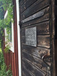 Close-up of wooden door