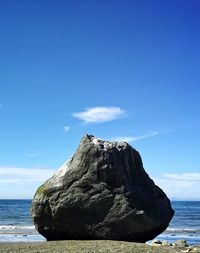 Scenic view of sea against blue sky