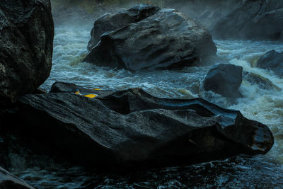 Rock formation in sea