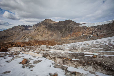 Panorama of punta del lago bianco and gepatschferner seracs, alto adige, italy