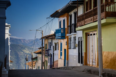 Beautiful streets at the historical downtown of the heritage town of salamina in colombia.