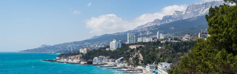 Panoramic view of sea against cloudy sky