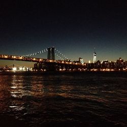 Bridge over river at night