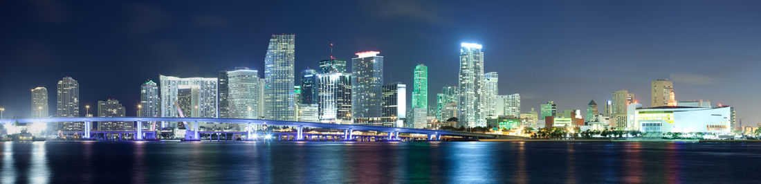 Illuminated city at night