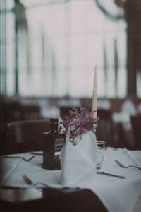 Close-up of place setting on table