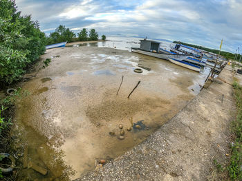 High angle view of beach against sky