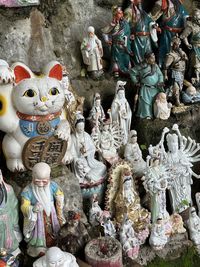 High angle view of multi colored toys