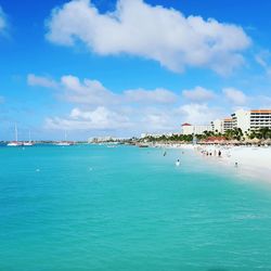 Scenic view of sea against cloudy sky