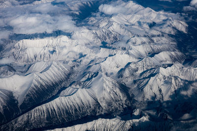 Aerial view of snowcapped mountains