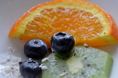 Close-up of fruits in plate