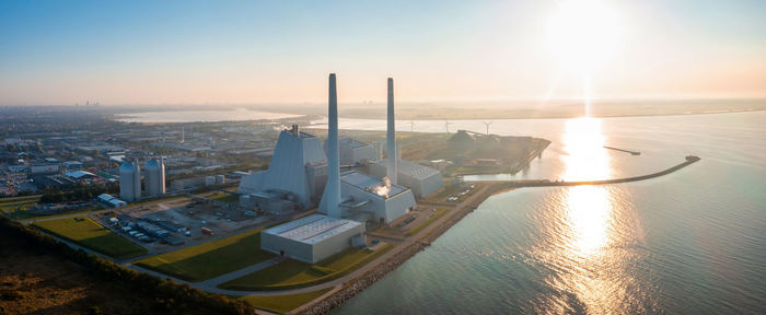 Aerial view of the eco esg green power station.