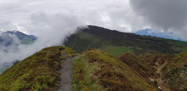 Scenic view of mountains against sky