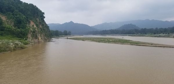 Scenic view of land against sky