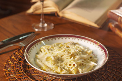 Close-up of food in bowl on table