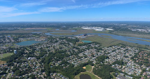 Aerial views of new jersey suburb