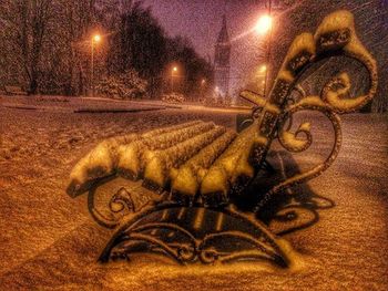 Illuminated lights at night