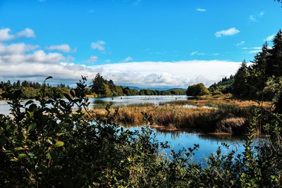 Scenic view of lake against sky