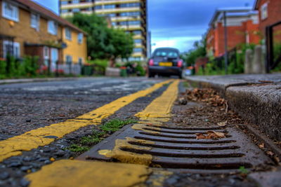 Surface level of yellow road