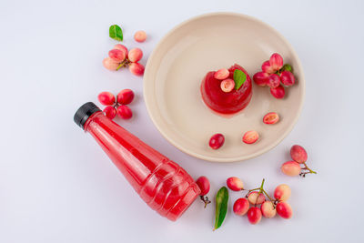 High angle view of food on white background