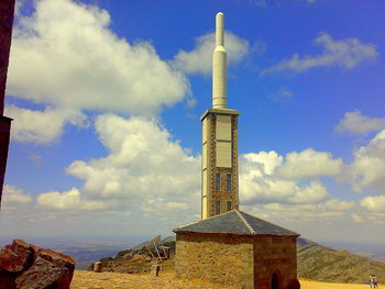 Lighthouse against cloudy sky