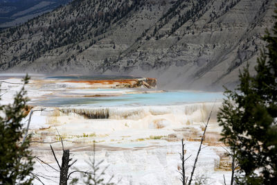 Scenic view of frozen lake against mountain