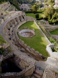 High angle view of old ruins