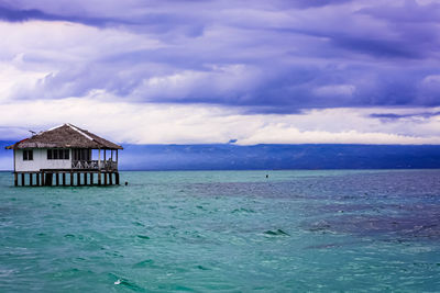 House by sea against sky