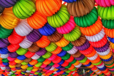 Full frame shot of multi colored lanterns