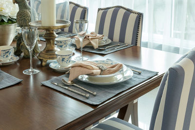 Table and chairs in restaurant