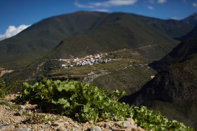 Scenic view of mountains against sky