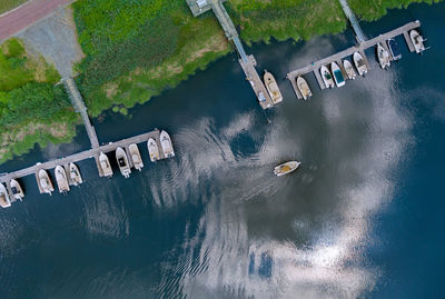 High angle view of bridge over river