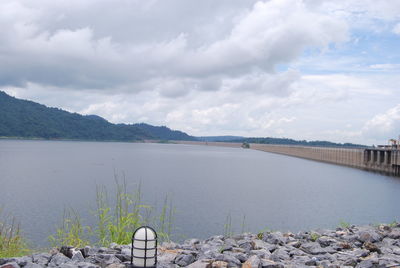 Scenic view of lake against sky