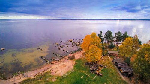 High angle view of sea against sky