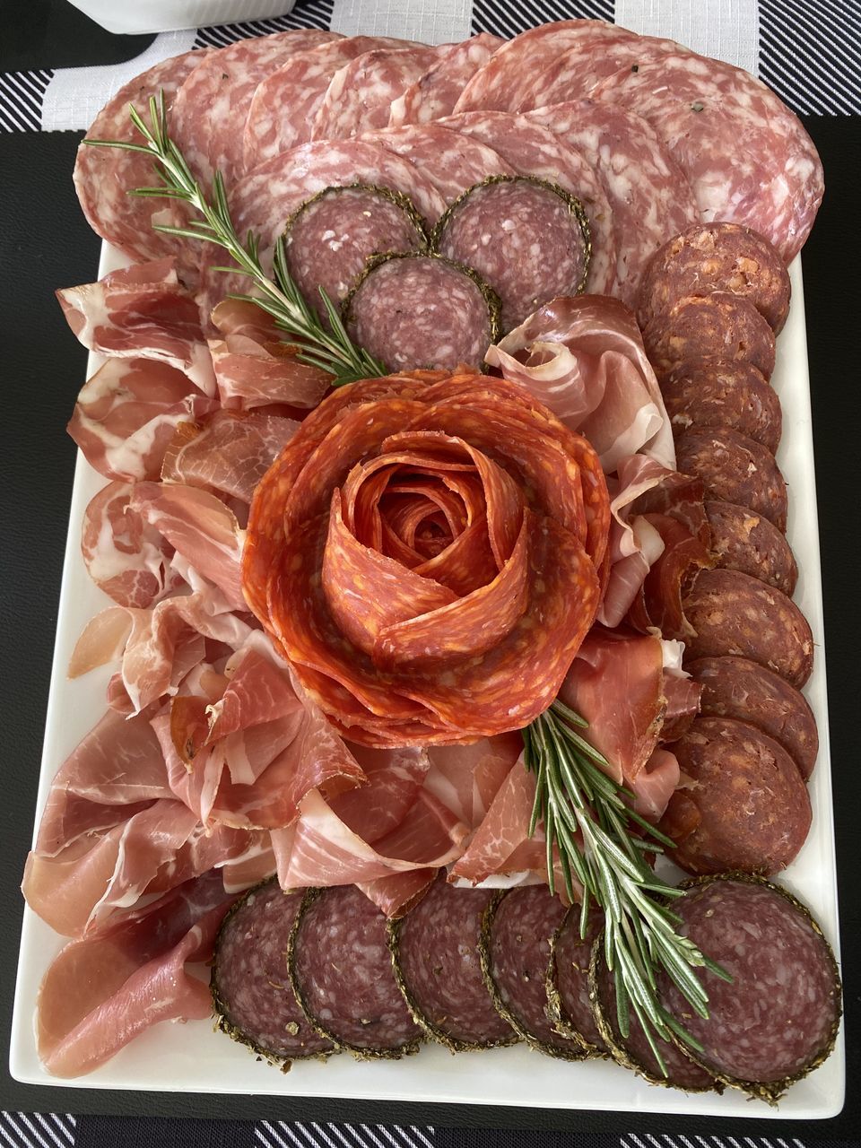meat, food and drink, food, lamb and mutton, freshness, capicola, prosciutto, cooking, ham, directly above, indoors, no people, kobe beef, vegetable, processed meat, high angle view, dish, kielbasa, plant, still life, healthy eating, pork, cuisine, jamón serrano, herb, red meat