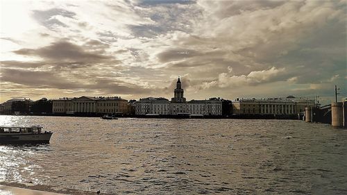 View of river with city in background