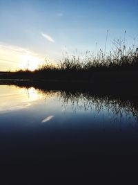 Scenic view of calm lake at sunset