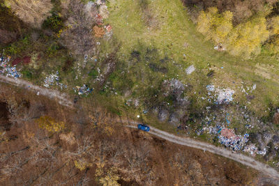 Aerial view of car on road