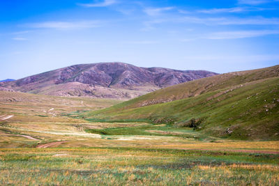 Scenic view of mountains against sky