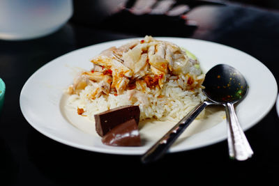 Close-up of thai food served in plate on table