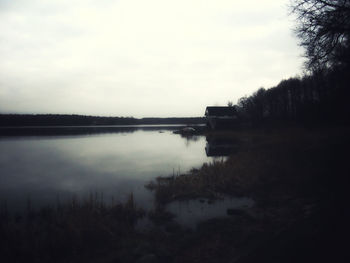 Scenic view of lake against sky