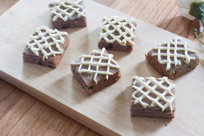 High angle view of cake on table