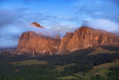 Scenic view of rocky mountains against sky