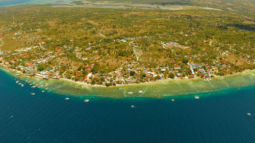 High angle view of boats in sea